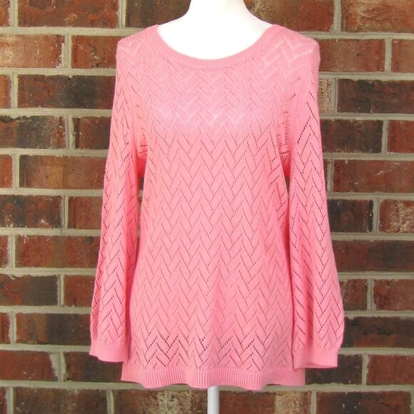 Talbots Pointelle Sweater Cotton Linen Large luxury pullover style - Picture 2 of 6